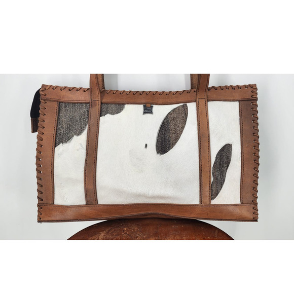 Gitano Urbano Collection Tote Purse Calf Hair Handmade Leather Brown - Picture 2 of 12